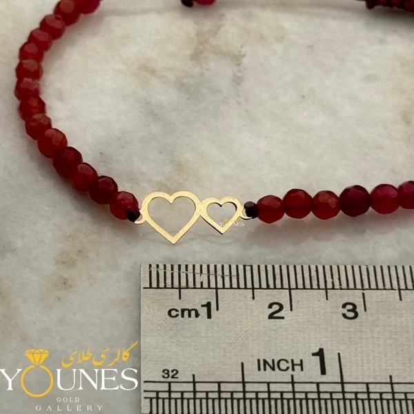 دستبند قلبی دوتایی طلا لیزری